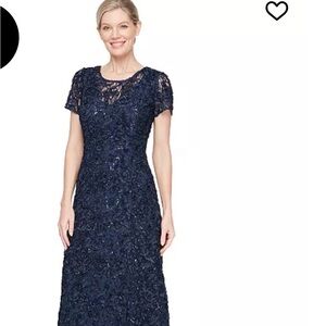 Elegant Navy Lace Dress